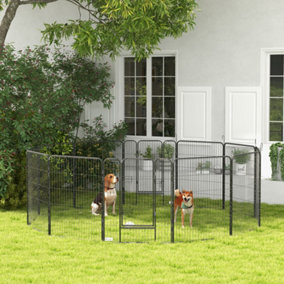 PawHut 12 Panel Pet Playpen, Heavy-Duty Dog Cage with Lockable Doors, 80 x 100cm