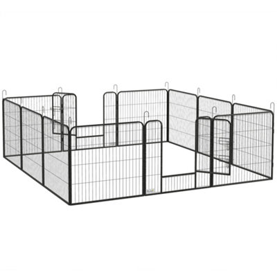 PawHut 12 Panel Pet Playpen, Heavy-Duty Dog Cage with Lockable Doors, 80 x 80cm
