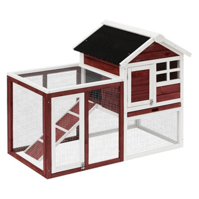 PawHut 122cm Wooden Rabbit Hutch Bunny Cage Pet House with Tray Ladder Run