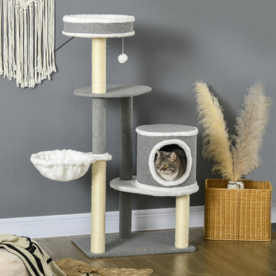 PawHut 124cm Cat Tree with Scratching Post, Bed, Hammock, House, Platforms Price Comparisons | Compare The Build