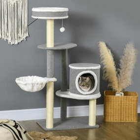 PawHut 124cm Cat Tree with Scratching Post, Bed, Hammock, House, Platforms