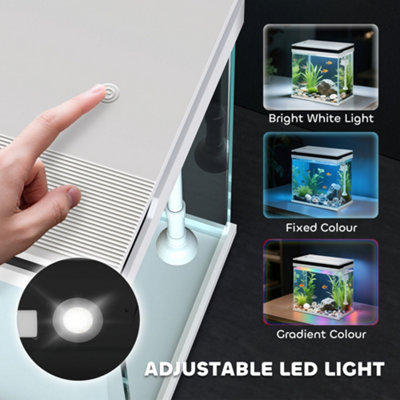PawHut 14L Small Fish Tank with Filter System, LED Lights, Water Pump ...