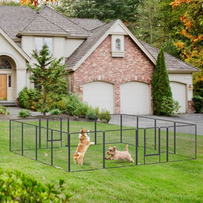 PawHut 16 Panels Heavy Duty Puppy Play Pen for Small, Medium Dogs 80Hcm