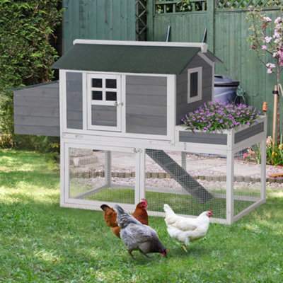 PawHut 160cm Wooden Chicken Coop Hen Hutch Poultry House Nesting Cage ...