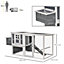 PawHut 162cm Chicken Coop Wooden Poultry Cage with Openable Hollow Sheet Roof Tray