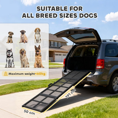 PawHut 191 x 50cm Dog Ramp for Car, Pet Stairs for Large Dogs, for SUVs