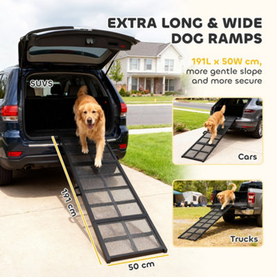 PawHut 191 x 50cm Dog Ramp for Car, Pet Stairs for Large Dogs, for SUVs