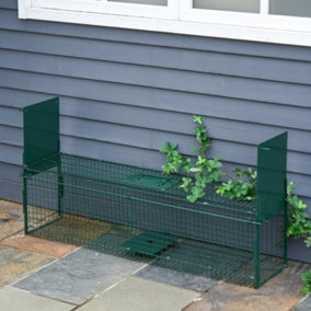 PawHut 2-Door Humane Live Cage Trap for Small Animal Easy Set, Dark Green