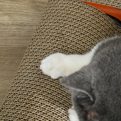 PawHut 2 in 1 Cat Scratching Board with Catnip, Car-shaped Cat Scratch Bed