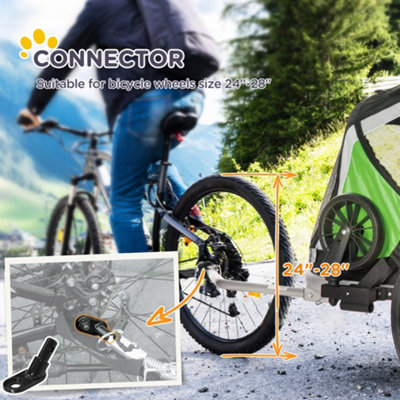 PawHut 2 in 1 Dog Bicycle Trailer w Safety Leash Reflectors Green