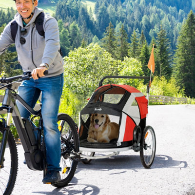 PawHut 2-in-1 Dog Bicycle Trailer w/ Safety Leash, Reflectors - Red Price Comparisons | Compare The Build