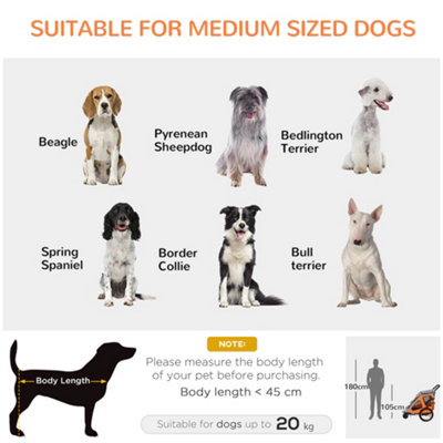 PawHut 2 IN 1 Dog Bike Trailer 360 Degrees Rotatable Front Wheel Reflectors Parking Straps Hitch Coupler Water Resistant Orange - 6