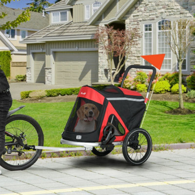 PawHut 2 in 1 Dog Bike Trailer, Foldable Dog Stroller for Medium Dogs - Red Price Comparisons | Compare The Build