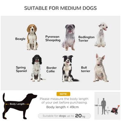 PawHut 2 in 1 Dog Bike Trailer, Foldable Dog Stroller for Medium Dogs - Red