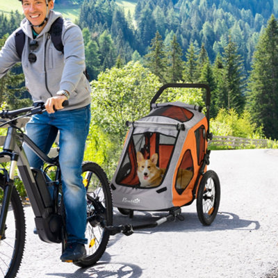 PawHut 2-IN-1 Dog Bike Trailer Pet Carrier Stroller Reflector 140 x 71 x 105cm Price Comparisons | Compare The Build