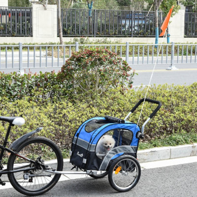 PawHut 2-in-1 Dog Bike Trailer Pet Stroller Carrier Reflector Flag 130x58x94cm Price Comparisons | Compare The Build