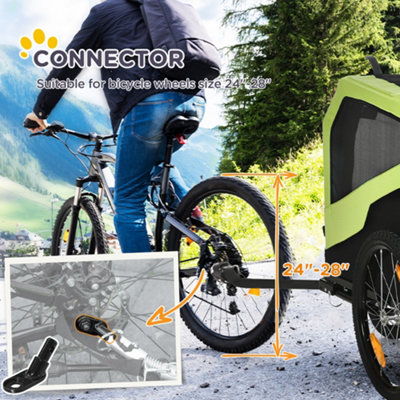 PawHut 2 in 1 Dog Bike Trailer Pet Stroller for Large Dogs W/ Hitch - Green - 5