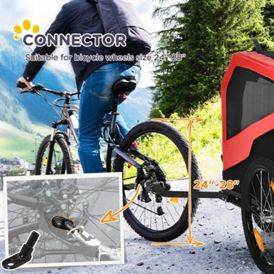 PawHut 2 in 1 Dog Bike Trailer Pet Stroller for Large Dogs W/ Hitch - Red - 5
