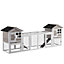 PawHut 2-In-1 Rabbit Hutch w/ Double House, Run Box, Slide-Out Tray, Ramp