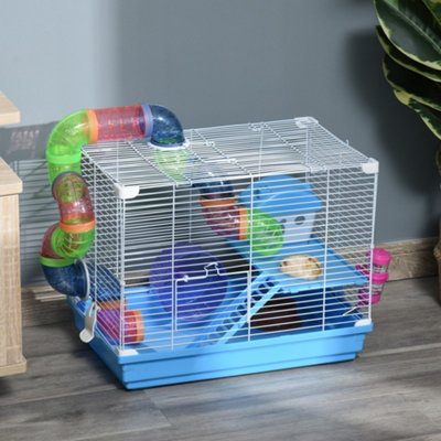 Pawhut 2 Tier Hamster Cage Carrier Habitat Small Animal House with