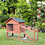 PawHut 2 Tier Rabbit Hutch Outdoor, Guinea Pig Hutch, Solid Wood Bunny House, Water Resistant Asphalt Roof Ramp Sliding tray
