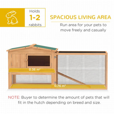 Pawhut 2 Tier Wooden Rabbit Hutch with Run Guinea Pig hutch House for Outdoor Garden Backyard - 7