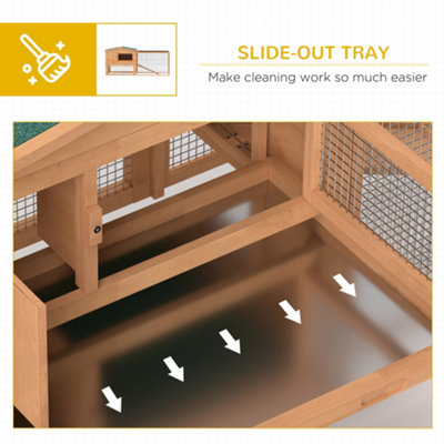 Pawhut 2 Tier Wooden Rabbit Hutch with Run Guinea Pig hutch House for Outdoor Garden Backyard - 4