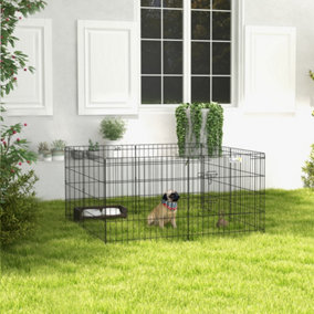 PawHut 24" Pet Dog Playpen Puppy Cage 8 Panel Metal Fence Run Garden