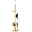 PawHut 255cm Cat Tree Tower with Scratching Post, Cat House, Ball, Platform, Beige