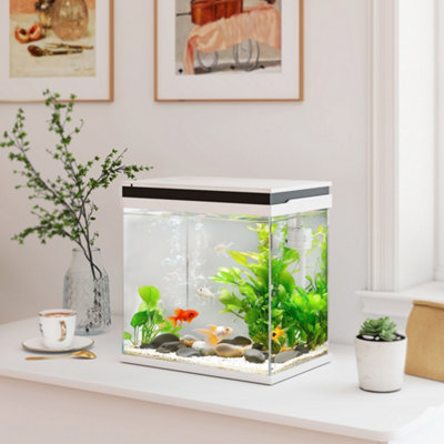 PawHut 26L Small Fish Tank with Filter System, LED Lights, Water Pump ...