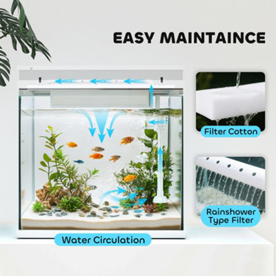 Curated visual reference: Visual Reference: Pawhut 26L Small Fish Tank With Filter System Led Lights