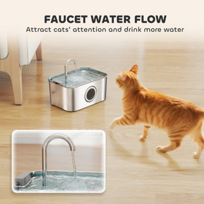 thumbnail image 2 of Cat Water Fountain, 108oz/3.2L Pet Water Fountain Stainless Steel, Dog Water Dispenser... 2 of 13