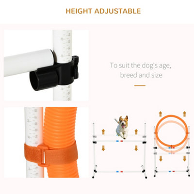 PawHut 3 Piece Pet Agility Training Equipment Dog Play Run Jump Obedience Training Set Adjustable (Pole + Hoop + Hurdle)