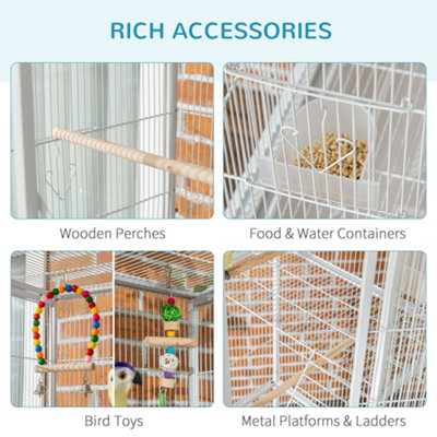 PawHut 3 Tier Bird Cage W Stand Toy for Canary Finch Cockatiel Parakeet Budgie