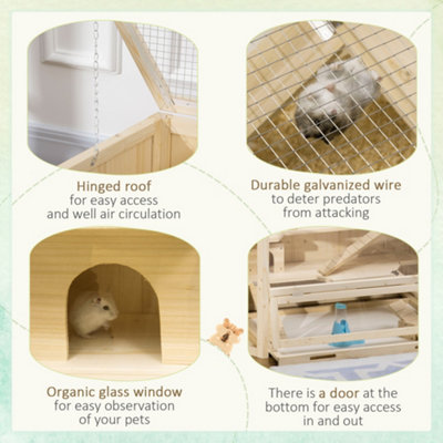 Place Hamster Says Play Reference: Pawhut 3 Tier Wooden Hamster Cage Gerbil Play Centre W