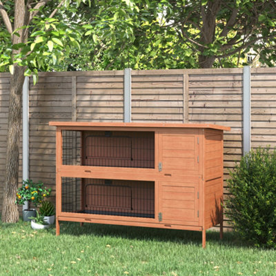 PawHut 4.5FT Rabbit Hutch Outdoor Guinea Pig Hutches Bunny Cage