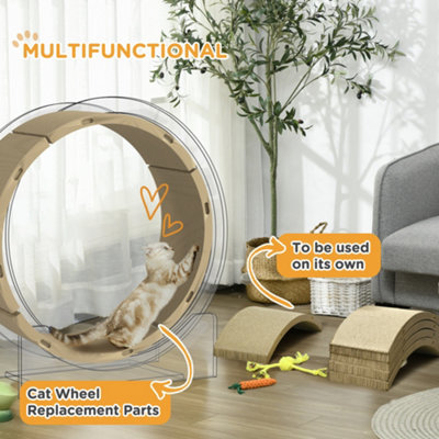 PawHut 4 Piece Set Cat Scratching Board for Cat Treadmill, Kitten, Brown