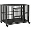 PawHut 43" Foldable Heavy Duty Dog Crate with Locks, Removable Tray, Wheels
