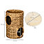 PawHut 47cm Cat Barrel Tree for Indoor Cats with 2 Cat Houses, Kitten Tower with Cushion - Light Brown