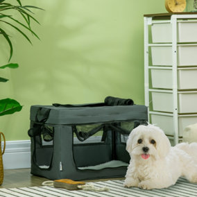 PawHut 48.5cm Pet Carrier, Cat Carrier Cat Bag, Pet Travel Bag w/ Cushion, Carry Bag, for Miniature Dogs - Grey