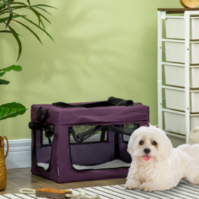 PawHut 48.5cm Pet Carrier, Cat Carrier Cat Bag, Pet Travel Bag w/ Cushion, Carry Bag, for Miniature Dogs - Purple