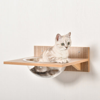 PawHut 4PCs Wall-mounted Cats Climbing Shelf Set Cat Tree Kitten Perch with Hammock Scratching Post Jumping Platform - 8