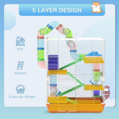 Curated visual reference: Gallery Detail: Pawhut 5 Tier Hamster Cage Carrier Habitat W Exercise Wheels