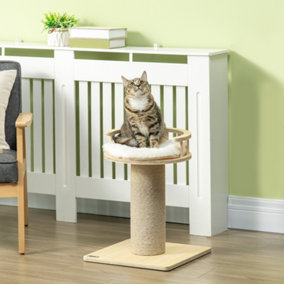 PawHut 52cm Cat Tree, Kitty Activity Center with Cat Bed, Cat Tower with Bold Jute Scratching Post, Natural