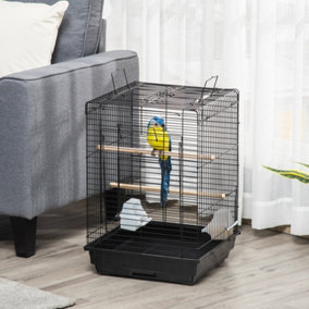 PawHut 59cm Bird Cage with Openable Top, Stand, Tray, Handles, Feeding Bowls