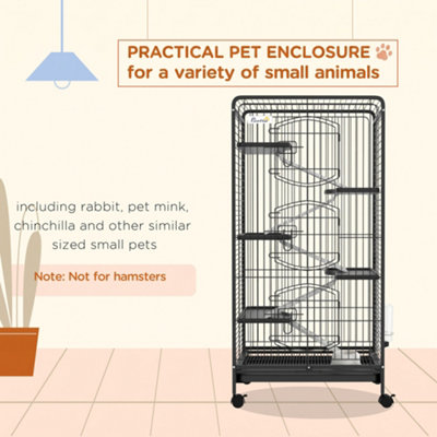 PawHut 6 Levels Small Animal Cage w. Ramps, Bowl, Water Bottle, Tray ...
