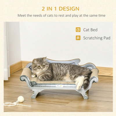 PawHut 60cm Cat Scratching Board with Catnip, Cardboard Scratcher Lounger