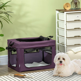 PawHut 60cm Pet Carrier, Cat Carrier Cat Bag, Pet Travel Bag w/ Cushion, Carry Bag, for Cats and Miniature Dogs - Purple