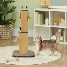 PawHut 78cm Tall Cat Scratching Post with 3 Toy Feathers, Brown