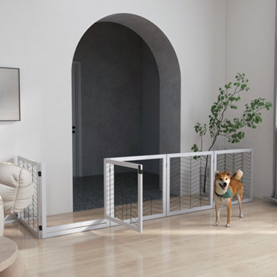 PawHut 8 Panels Freestanding Dog Barrier for S and M Dogs - White | DIY ...